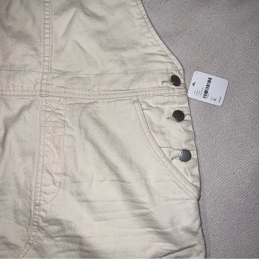 Free people torn up distressed denim jumper in white - Picture 7 of 9